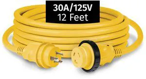 30A 125V Marine Shore Power Cordset, Yellow, 12 Ft, 199116 30A 125V Marine Shore Power Cordset, Yellow, 12 Ft, 199116