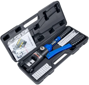 Hydraulic Cable Lug Crimper 16 Ton, 9 AWG-600 MCM Tool Electricians & Contractors, 13 Die Sets for Crimping 9 AWG-600 MCM Copper & Aluminum Cable Lugs Hydraulic Cable Lug Crimper 16 Ton, 9 AWG-600 MCM Tool Electricians & Contractors, 13 Die Sets for Crimping 9 AWG-600 MCM Copper & Aluminum Cable Lugs