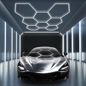 Hexagon Garage Light: Higher Brightness 38880 Lumens Honeycomb Garage Light, 8 Grid Systems 6500K, Hexagon Garage Grid Lighting for Garage, Gym, Car Detailing Shop etc Hexagon Garage Light: Higher Brightness 38880 Lumens Honeycomb Garage Light, 8 Grid Systems 6500K, Hexagon Garage Grid Lighting for Garage, Gym, Car Detailing Shop etc