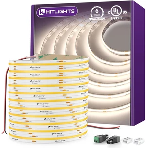 COB LED Strip Lights Neutral White 4000K, 32.8ft 24V, UL Listed 5120 LEDs, 350+ lm/ft, CRI 90+, IP30, High Density, Cuttable, Tape Lighting for Kitchen Cabinets, Power Source Not Included COB LED Strip Lights Neutral White 4000K, 32.8ft 24V, UL Listed 5120 LEDs, 350+ lm/ft, CRI 90+, IP30, High Density, Cuttable, Tape Lighting for Kitchen Cabinets, Power Source Not Included