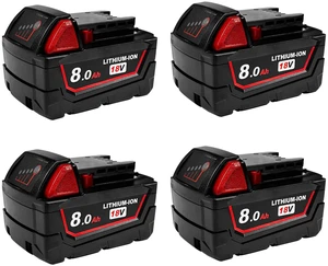 8Ah Replacement Battery for Milwaukee 18V Battery Compatible with Milwaukee 18V Power Tools (4 PCS) 8Ah Replacement Battery for Milwaukee 18V Battery Compatible with Milwaukee 18V Power Tools (4 PCS)