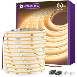 COB LED Strip Lights Warm White 2700K, 32.8ft 24V Tape, UL Listed 5120 LEDs, 350+ lm/ft, CRI 90+, IP30, High Density, Cuttable, Rope Lighting for Kitchen Cabinets, Power Source Not Included COB LED Strip Lights Warm White 2700K, 32.8ft 24V Tape, UL Listed 5120 LEDs, 350+ lm/ft, CRI 90+, IP30, High Density, Cuttable, Rope Lighting for Kitchen Cabinets, Power Source Not Included
