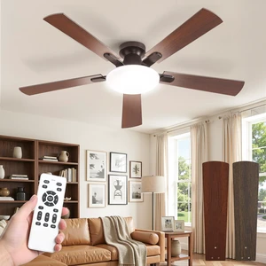 52 Inch Ceiling Fan with Lights and Remote, 30W 12" LED Panel Flush Mount Ceiling Fan, 6-Speed Quiet DC Motor Modern Low Profile Ceiling Fan with Reversible Blades for Bedroom, Living Room, Patio 52 Inch Ceiling Fan with Lights and Remote, 30W 12" LED Panel Flush Mount Ceiling Fan, 6-Speed Quiet DC Motor Modern Low Profile Ceiling Fan with Reversible Blades for Bedroom, Living Room, Patio