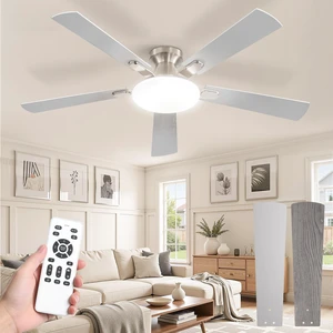 52 Inch Ceiling Fan with Lights and Remote, 30W 12" LED Panel Flush Mount Ceiling Fan, 6-Speed Quiet DC Motor Modern Low Profile Ceiling Fan with Reversible Blades for Bedroom, Living Room, Patio 52 Inch Ceiling Fan with Lights and Remote, 30W 12" LED Panel Flush Mount Ceiling Fan, 6-Speed Quiet DC Motor Modern Low Profile Ceiling Fan with Reversible Blades for Bedroom, Living Room, Patio