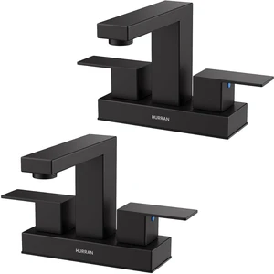 Matte Black Bathroom Sink Faucet, 4 inch Faucet Stainless Steel Bathroom Faucets 3 Hole with Pop-up Drain and Supply Lines, 2-Handle Faucet for Vanity RV Restroom, 2 Pack Matte Black Bathroom Sink Faucet, 4 inch Faucet Stainless Steel Bathroom Faucets 3 Hole with Pop-up Drain and Supply Lines, 2-Handle Faucet for Vanity RV Restroom, 2 Pack