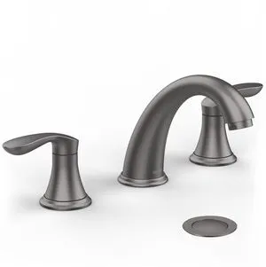 Bathroom Sink Faucet, Faucet for Bathroom Sink, Widespread Gun Grey Bathroom Faucet 3 Hole with Stainless Steel Pop Up Drain and cUPC Lead-Free Hose - (Gun Grey) Bathroom Sink Faucet, Faucet for Bathroom Sink, Widespread Gun Grey Bathroom Faucet 3 Hole with Stainless Steel Pop Up Drain and cUPC Lead-Free Hose - (Gun Grey)