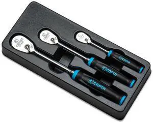 Fine 90-Tooth Ratchet Set, Ergonomic Soft Grip, 1/4, 3/8, 1/2 in. Drive, 3-Piece Fine 90-Tooth Ratchet Set, Ergonomic Soft Grip, 1/4, 3/8, 1/2 in. Drive, 3-Piece