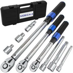 9PCS Torque Wrench Set 1/4 20-220 Inlb,3/8 5-45 &1/2 10-170 Ftlb,6 extension bar&adapter,±3% Accuracy,72 T,Dual Scale,Chrome plated, anti-rust,not scratch&wear-resistant than Black,DIY,car,bike&truck 9PCS Torque Wrench Set 1/4 20-220 Inlb,3/8 5-45 &1/2 10-170 Ftlb,6 extension bar&adapter,±3% Accuracy,72 T,Dual Scale,Chrome plated, anti-rust,not scratch&wear-resistant than Black,DIY,car,bike&truck