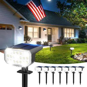 Solar Spotlights Outdoor Waterproof with Focus Beam, 8 Pack Solar Spot Lights, 2 Lighting Modes, Solar Lights for Yard Garden Lawn Landscape Pathway, Cool White Solar Spotlights Outdoor Waterproof with Focus Beam, 8 Pack Solar Spot Lights, 2 Lighting Modes, Solar Lights for Yard Garden Lawn Landscape Pathway, Cool White