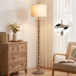 Farmhouse Floor Lamps for Living Room, Standing Lamp with Bulb Resin, 62" Tall Lamp with Shade and 2 Pull Chain Switches, Vintage Floor Lamps for Bedroom, Corner, Home Decor Farmhouse Floor Lamps for Living Room, Standing Lamp with Bulb Resin, 62" Tall Lamp with Shade and 2 Pull Chain Switches, Vintage Floor Lamps for Bedroom, Corner, Home Decor
