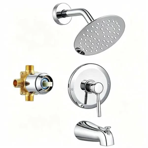 Tub Shower Faucet Set Valve Included with 6-Inch Rain Shower Head and Tub Spout Single-Handle Tub and Shower Trim Kit Chrome for Bathroom Remodels Regaderas Para Baño Con Tina Modernas Tub Shower Faucet Set Valve Included with 6-Inch Rain Shower Head and Tub Spout Single-Handle Tub and Shower Trim Kit Chrome for Bathroom Remodels Regaderas Para Baño Con Tina Modernas