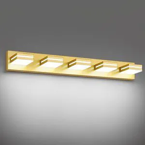 Modern LED Gold Acrylic Bathroom Lights Fixtures 5-Light Wall Lighting,Vanity Lights for Bathroom Over Mirror 6000K 350°RotateNo Assembly Required Modern LED Gold Acrylic Bathroom Lights Fixtures 5-Light Wall Lighting,Vanity Lights for Bathroom Over Mirror 6000K 350°RotateNo Assembly Required