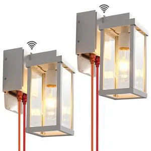 Porch Lights with GFCI Outlets Dusk to Dawn Outdoor Wall Lights Waterproof Exterior Lighting Fixtures Modern Outside Lights Wall Mount for House Patio Garage,White,11.8''H, 2 PC Porch Lights with GFCI Outlets Dusk to Dawn Outdoor Wall Lights Waterproof Exterior Lighting Fixtures Modern Outside Lights Wall Mount for House Patio Garage,White,11.8''H, 2 PC