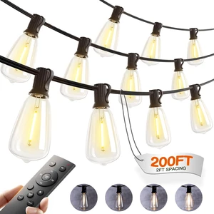 200FT(50*4) Outdoor String Lights with Remote LED Edison Waterproof 108 Plastic ST38 Shatterproof Bulb, Extra Long Lighting, Hanging for Patio Outside Backyard Pergola Bistro Porch Garden Party 200FT(50*4) Outdoor String Lights with Remote LED Edison Waterproof 108 Plastic ST38 Shatterproof Bulb, Extra Long Lighting, Hanging for Patio Outside Backyard Pergola Bistro Porch Garden Party