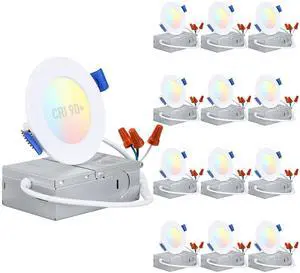 12-Pack 5CCT 3 Inch Ultra-Thin LED Recessed Light, CRI90 6W Aluminum, 5%-100% Dimmable, ETL & ES & FCC & IC, Slim LED Downlight with Junction Box, 2700K3000K3500K4000K5000K 12-Pack 5CCT 3 Inch Ultra-Thin LED Recessed Light, CRI90 6W Aluminum, 5%-100% Dimmable, ETL & ES & FCC & IC, Slim LED Downlight with Junction Box, 2700K3000K3500K4000K5000K
