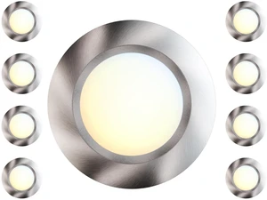 8 Packs 6 Inch LED Low Profile Screw in & Surface Mount Disk Light, Brushed Nickel, 5CCT Field Selectable, Round, 15W, 1000 Lumens, CRI80, Driverless, Dimmable, ETL & Wet Listed 8 Packs 6 Inch LED Low Profile Screw in & Surface Mount Disk Light, Brushed Nickel, 5CCT Field Selectable, Round, 15W, 1000 Lumens, CRI80, Driverless, Dimmable, ETL & Wet Listed