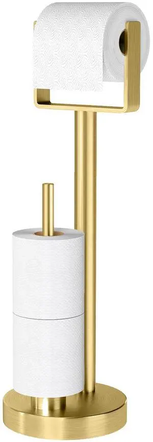 Toilet Paper Holder Stand with Storage Weighted Base, Gold Bathroom Floor Toilet Paper Roll Holder Free Standing for 3 Rolls, Bath Stainless Steel Extra Tissue Holder Toilet Paper Holder Stand with Storage Weighted Base, Gold Bathroom Floor Toilet Paper Roll Holder Free Standing for 3 Rolls, Bath Stainless Steel Extra Tissue Holder