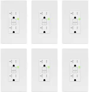 GFCI Outlet 20Amp, GFCI Receptacle, ETL Listed, Matte White, 6-Pack Tamper-Resistant Receptacle, LED Indicator, Screwless Wall Plate, Thermoplastic, No-False-Trip, Matte White GFCI Outlet 20Amp, GFCI Receptacle, ETL Listed, Matte White, 6-Pack Tamper-Resistant Receptacle, LED Indicator, Screwless Wall Plate, Thermoplastic, No-False-Trip, Matte White