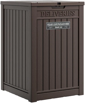 Package Delivery Box for Outside, Brown Secure Lockable, Waterproof, Resin, for Porch & Garden Package Delivery Box for Outside, Brown Secure Lockable, Waterproof, Resin, for Porch & Garden