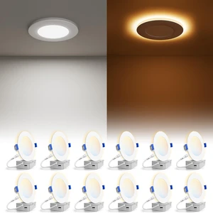 12 Pack 3 Inch 5CCT Recessed Light with Night Light, 500LM Canless LED Recessed Lighting 3 inch, 2700K-5000K Selectable, Dimmable Recessed Ceiling Wafer Light, ETL Certificated 12 Pack 3 Inch 5CCT Recessed Light with Night Light, 500LM Canless LED Recessed Lighting 3 inch, 2700K-5000K Selectable, Dimmable Recessed Ceiling Wafer Light, ETL Certificated