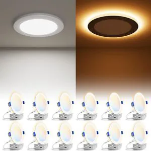 12 Pack 6 Inch 5CCT Recessed Light with Night Light, 1080LM Canless LED Recessed Lighting 6 inch,2700K-5000K Selectable,12W=130W, Dimmable Recessed Ceiling Wafer Lighs,ETL Certificated 12 Pack 6 Inch 5CCT Recessed Light with Night Light, 1080LM Canless LED Recessed Lighting 6 inch,2700K-5000K Selectable,12W=130W, Dimmable Recessed Ceiling Wafer Lighs,ETL Certificated