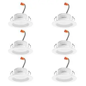 RetroBasics 4" LED Recessed Lighting 5-in-1 CCT, Matte White, 6-Pack Baffle Trim 4 Inch LED Downlight Trim Kit, Regressed 4" Ceiling Light with 5-in-1 Switchable White Color, 625 Lumens RetroBasics 4" LED Recessed Lighting 5-in-1 CCT, Matte White, 6-Pack Baffle Trim 4 Inch LED Downlight Trim Kit, Regressed 4" Ceiling Light with 5-in-1 Switchable White Color, 625 Lumens