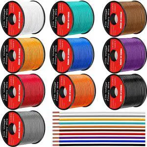 10 Pcs 12 Gauge Automotive Wire 100 Ft, CCA for 12V Car Audio Copper Clad Aluminum with 10 Colors, Stranded Primary Wire for Automotive Electrical and Harness Wiring Applications 10 Pcs 12 Gauge Automotive Wire 100 Ft, CCA for 12V Car Audio Copper Clad Aluminum with 10 Colors, Stranded Primary Wire for Automotive Electrical and Harness Wiring Applications