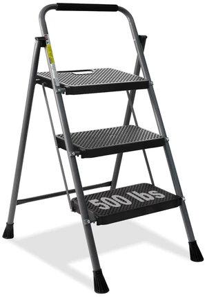 3 Step Ladder,Step Stools for Adults, 500lbs Capacity Step Stool Foldable, Steel Ladder for Household and Office, Grey 3 Step Ladder,Step Stools for Adults, 500lbs Capacity Step Stool Foldable, Steel Ladder for Household and Office, Grey