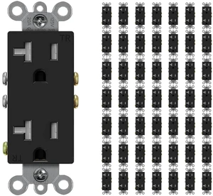 Decorator Receptacle Outlet, Standard Electrical Wall Tamper Resistant Decorative Receptacle, 20Amp 125 Volt, Grounding UL Listed (50Pack, Black, 20 Amp Outlet) Decorator Receptacle Outlet, Standard Electrical Wall Tamper Resistant Decorative Receptacle, 20Amp 125 Volt, Grounding UL Listed (50Pack, Black, 20 Amp Outlet)