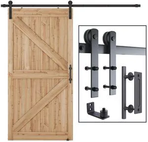 7.5 FT Heavy Duty Sturdy Sliding Barn Door Hardware Kit,Black (Whole Set Includes 1x Pull Handle Set & 1x Floor Guide) Fit 45" Wide Door Panel (I Shape Hanger) 7.5 FT Heavy Duty Sturdy Sliding Barn Door Hardware Kit,Black (Whole Set Includes 1x Pull Handle Set & 1x Floor Guide) Fit 45" Wide Door Panel (I Shape Hanger)