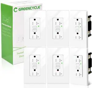 GFCI Outlet 20 Amp, 6PK Gfi Electrical Outlet,20Amp 125V,Weather Resistant with LED Indicator,Decor Plates&Screws Included,Residential and Commercial Grade for Bathroom, Garden, Patio,ETL GFCI Outlet 20 Amp, 6PK Gfi Electrical Outlet,20Amp 125V,Weather Resistant with LED Indicator,Decor Plates&Screws Included,Residential and Commercial Grade for Bathroom, Garden, Patio,ETL