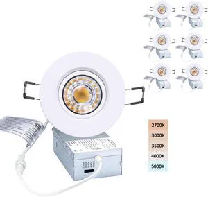 3 Inch Gimbal LED Recessed Lights 6 Pack,Adjustable Downlight, White 360°Rotatable,Die-cast Aluminum,8W 851LM,Premium Canless Spotlight,5CCT 2700K-5000K,5-100% Dimmable,30°Tilt,ETL,IC Rated 3 Inch Gimbal LED Recessed Lights 6 Pack,Adjustable Downlight, White 360°Rotatable,Die-cast Aluminum,8W 851LM,Premium Canless Spotlight,5CCT 2700K-5000K,5-100% Dimmable,30°Tilt,ETL,IC Rated