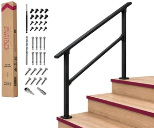 CR Fence & Rail 2-3 Step Stair handrail, Perfect for Hand Rails for Outdoor Steps, Indoor Staircase handrail & Porch, Deck, and Balcony for Seniors, with 40" Top Rail CR Fence & Rail 2-3 Step Stair handrail, Perfect for Hand Rails for Outdoor Steps, Indoor Staircase handrail & Porch, Deck, and Balcony for Seniors, with 40" Top Rail