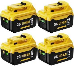 4 Packs 12000mAh Replacement for Dewalt 20V Max Battery DCB208 Compatible with Dewalt 20 Volt Batteries DCB207 DCB206 DCB204 DCB203 DCB200 4 Packs 12000mAh Replacement for Dewalt 20V Max Battery DCB208 Compatible with Dewalt 20 Volt Batteries DCB207 DCB206 DCB204 DCB203 DCB200