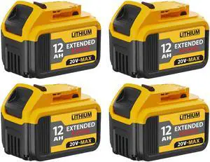 4 Packs 12000mAh Replacement for Dewalt 20V Max Battery Extended Runtime Battery Compatible with Dewalt DCB200 DCB201 DCB203 DCB204 DCB205 DCB206 DCB207 Series 20V Cordless Tools 4 Packs 12000mAh Replacement for Dewalt 20V Max Battery Extended Runtime Battery Compatible with Dewalt DCB200 DCB201 DCB203 DCB204 DCB205 DCB206 DCB207 Series 20V Cordless Tools