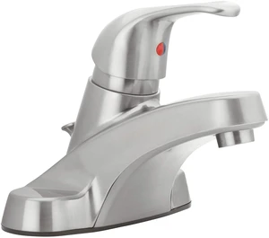 Single-Handle Centerset Bathroom Sink Faucet, Brushed Nickel 1.2 GPM Flow, 3-Hole, Decorative Lever Handle, Drip-Free Cartridge, Pop-Up Drain, WaterSense Certified, Vanity Faucet Single-Handle Centerset Bathroom Sink Faucet, Brushed Nickel 1.2 GPM Flow, 3-Hole, Decorative Lever Handle, Drip-Free Cartridge, Pop-Up Drain, WaterSense Certified, Vanity Faucet