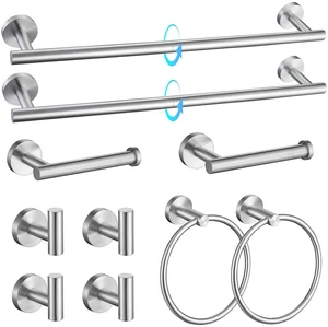 Brushed Nickel Bathroom Hardware Accessories Set - 10-Piece Premium SUS304 Stainless Steel Towel Bar Holder Set with 23.6 Inch Round Towel Racks for Wall Mounted Bathroom Brushed Nickel Bathroom Hardware Accessories Set - 10-Piece Premium SUS304 Stainless Steel Towel Bar Holder Set with 23.6 Inch Round Towel Racks for Wall Mounted Bathroom