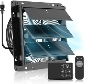 10'' Upgraded Shutter Exhaust Fan with Thermostat & Remote Control Automatic On/Off by Temperature, 890 CFM Wall Mounted Garage Fan for Attic, Greenhouses, Sheds, Chicken Coops & Shops 10'' Upgraded Shutter Exhaust Fan with Thermostat & Remote Control Automatic On/Off by Temperature, 890 CFM Wall Mounted Garage Fan for Attic, Greenhouses, Sheds, Chicken Coops & Shops