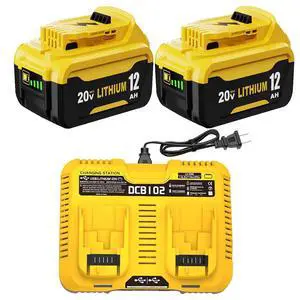 2- Pack 12.0Ah Replacement for Dewalt 20V MAX Battery and DCB102 Charger Compatible with Dewalt 20V Battery Lithium DCB207 DCB206 DCB204 DCB200 DCB201 DCB203 Series Tool(Yellow) 2- Pack 12.0Ah Replacement for Dewalt 20V MAX Battery and DCB102 Charger Compatible with Dewalt 20V Battery Lithium DCB207 DCB206 DCB204 DCB200 DCB201 DCB203 Series Tool(Yellow)