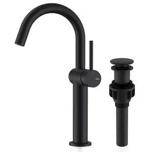 Matte Black Vessel Sink Faucet Single Handle, Tall Bathroom Faucet Vessel Bowl Faucet with Pop Up Drain & Supply Lines, Lead-Free cUPC & NSF Certified, 1 Hole Faucet for Vanity RV Restroom Matte Black Vessel Sink Faucet Single Handle, Tall Bathroom Faucet Vessel Bowl Faucet with Pop Up Drain & Supply Lines, Lead-Free cUPC & NSF Certified, 1 Hole Faucet for Vanity RV Restroom