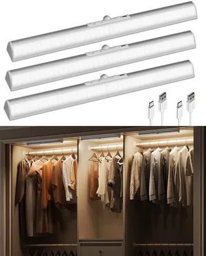 17-Inch Motion Sensor Closet Lights Indoor 3 Pack, 3600mAh Rechargeable Battery, 180 Lumens, No-Glare, Wireless, 3 Color Temps, Dimmable, Wardrobe, Pantry 17-Inch Motion Sensor Closet Lights Indoor 3 Pack, 3600mAh Rechargeable Battery, 180 Lumens, No-Glare, Wireless, 3 Color Temps, Dimmable, Wardrobe, Pantry
