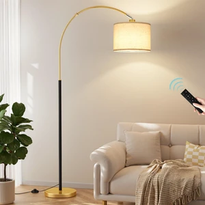 Dimmable Arc Floor Lamp with Remote, Color Temperatures and Brightness Adjustable, Arched Floor Lamp with Rotating Head, Over Couch Arched Reading Light for Living Room (Black and Gold) Dimmable Arc Floor Lamp with Remote, Color Temperatures and Brightness Adjustable, Arched Floor Lamp with Rotating Head, Over Couch Arched Reading Light for Living Room (Black and Gold)