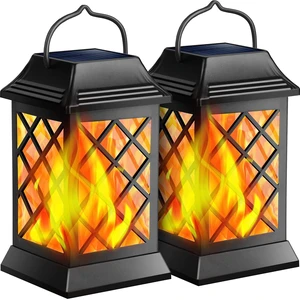 Flickering Flame Solar Lights Outdoor Metal Hanging Lantern, 2 Pack Realistic Flame Effect, Charges in 6-8 Hours, 10-12-Hour Runtime, IP65 Waterproof, Auto On/Off for Patio, Garden and Porch Flickering Flame Solar Lights Outdoor Metal Hanging Lantern, 2 Pack Realistic Flame Effect, Charges in 6-8 Hours, 10-12-Hour Runtime, IP65 Waterproof, Auto On/Off for Patio, Garden and Porch