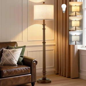 Floor Lamps for Living Room - 60" Farmhouse Floor Lamp with Adjustable Color Temperatures - Vintage Standing Lamp Reading Light with Linen Shade Rustic Tall Lamp for Bedroom Office, Wood, Walnut Floor Lamps for Living Room - 60" Farmhouse Floor Lamp with Adjustable Color Temperatures - Vintage Standing Lamp Reading Light with Linen Shade Rustic Tall Lamp for Bedroom Office, Wood, Walnut