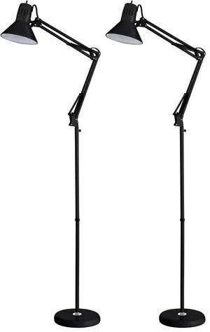Office VLF100F Swing Arm Metal Floor Lamp, Multi-Joint Adjustment, Includes Replaceable LED Bulb (VLF), Black, Floor 72" Tall (Pack of 2) Office VLF100F Swing Arm Metal Floor Lamp, Multi-Joint Adjustment, Includes Replaceable LED Bulb (VLF), Black, Floor 72" Tall (Pack of 2)