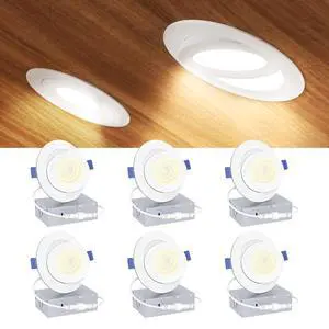 4 Inch Gimbal LED Recessed Light, 5CCT, 9W, 900LM, 6 Pack 5%-100% Dimmable, 2700K-5000K Selectable CCT, 90° Tilt and 360° Swivel, Angle Adjustable, IC&Damp Rated, ETL&FCC Certified 4 Inch Gimbal LED Recessed Light, 5CCT, 9W, 900LM, 6 Pack 5%-100% Dimmable, 2700K-5000K Selectable CCT, 90° Tilt and 360° Swivel, Angle Adjustable, IC&Damp Rated, ETL&FCC Certified