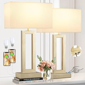 22" Tall Touch Lamps for Nightstand with USB C+A, 3 Way Dimmable Gold Lamp 3 Way Dimmable, USB-C & USB-A Ports, White & Gold Finish, Modern Desk Lamp for Living Room, Desk, Bed Side, End Tables 22" Tall Touch Lamps for Nightstand with USB C+A, 3 Way Dimmable Gold Lamp 3 Way Dimmable, USB-C & USB-A Ports, White & Gold Finish, Modern Desk Lamp for Living Room, Desk, Bed Side, End Tables