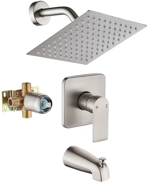 Tub Shower Faucet Set With Head & Spout Brush Wall Mounted Shower System Valve Include 2 Functions Tub Shower Faucet Set With Head & Spout Brush Wall Mounted Shower System Valve Include 2 Functions