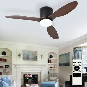 Flush Mount Ceiling Fan: 42-Inch Black Ceiling Fans with Lights for Bedroom Indoor Outdoor - Low Profile Ceiling Fans with Remote Control 24W 3CCT Dimmable 3 Reversible Walnut Blades 6 Speeds Flush Mount Ceiling Fan: 42-Inch Black Ceiling Fans with Lights for Bedroom Indoor Outdoor - Low Profile Ceiling Fans with Remote Control 24W 3CCT Dimmable 3 Reversible Walnut Blades 6 Speeds