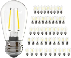 100 Pack S14 2W Outdoor String Lights Vintage LED Filament Bulbs 2700K Warm White, Shatterproof, Dimmable, Waterproof, E26 Screw Base, Edison LED Light Bulbs, Indoor & Outdoor Use 100 Pack S14 2W Outdoor String Lights Vintage LED Filament Bulbs 2700K Warm White, Shatterproof, Dimmable, Waterproof, E26 Screw Base, Edison LED Light Bulbs, Indoor & Outdoor Use